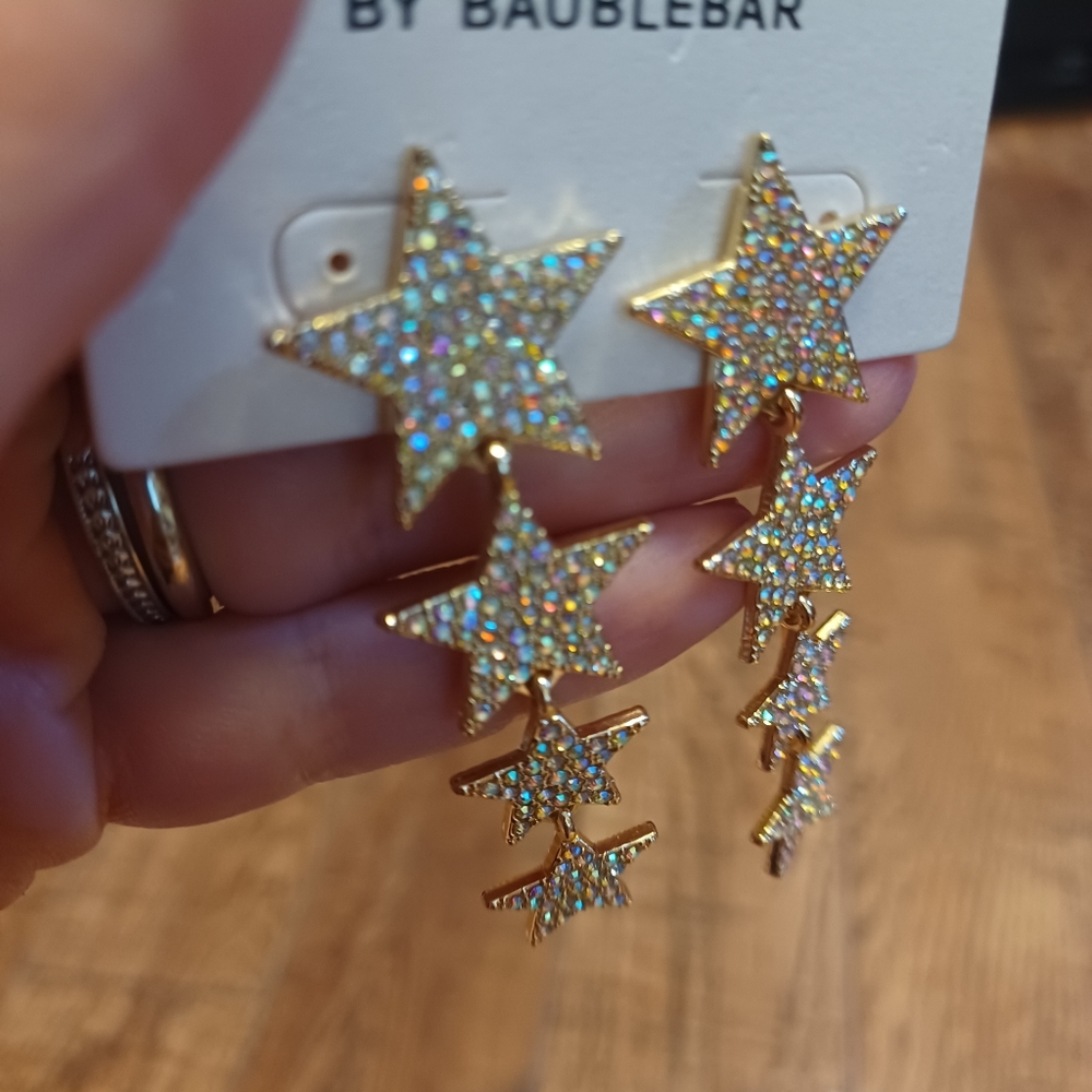 NWT 💫 Lot of Sugarfix by BaubleBar Rhinestone Stars Earrings & Gemstone Ring - Picture 3 of 5